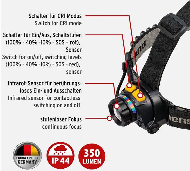 Brennenstuhl SL 350 CRI Akku Stirnlampe 40h für 29,99€ (statt 40€)