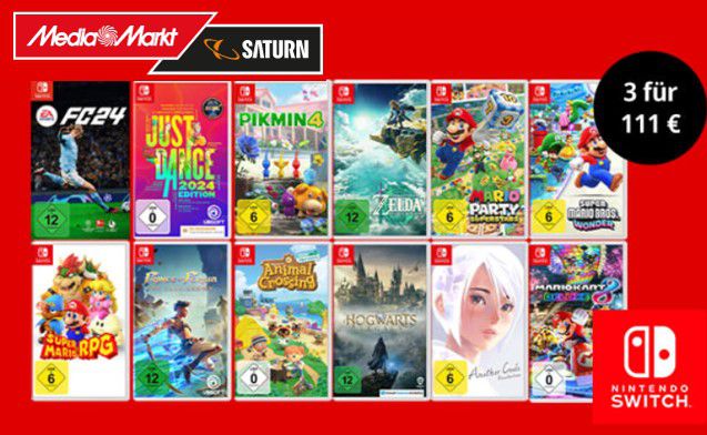 MediaMarkt: 3 Nintendo Switch Spiele für 111€   30 Games zur Auswahl