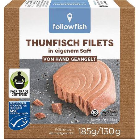 followfish MSC Thunfisch Filets im eigenen Saft, 185g ab 2,50€   Prime Sparabo