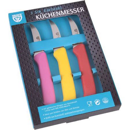 3er Pack Gräwe Küchenmesser in versch. Farben für je 5,69€ (statt 14€) &#8211; Prime