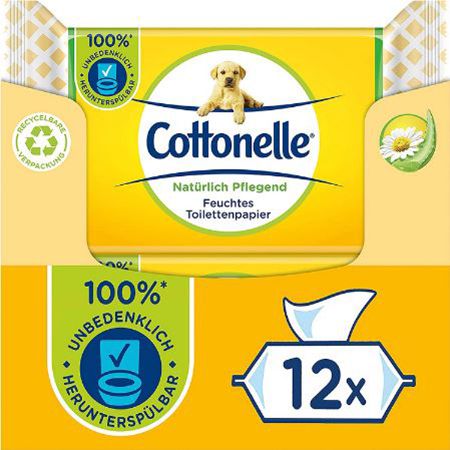 12 x 42 Cottonelle Feuchtes Toilettenpapier mit Kamille & Aloe Vera ab 11,42€ (statt 14€)   Prime Sparabo