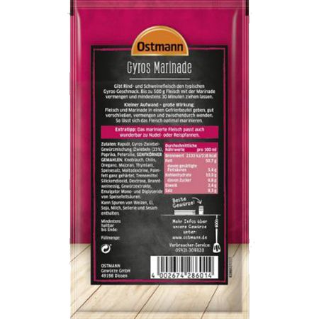 Ostmann Gyros Marinade, 60 ml ab 1,35€   Prime Sparabo