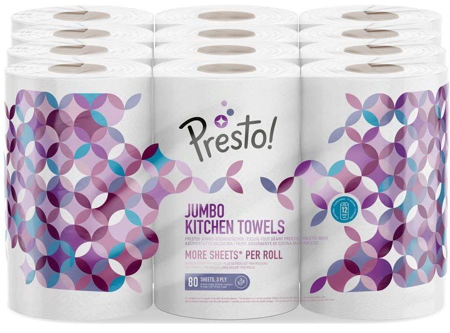 🧻 18x Presto! Jumbo Küchenrollen (3 lagig) ab 12,25€