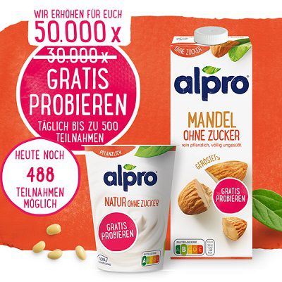 Alpro ohne Zucker gratis ausprobieren