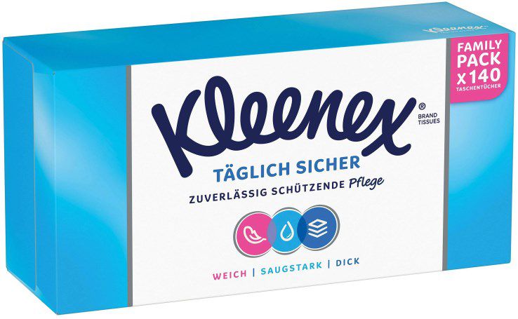 140er Kleenex Täglich Sicher Taschentücher Box ab 1,59€ (statt 2€)   Sparabo