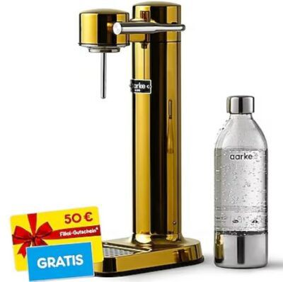Aarke Carbonator 3 Wassersprudler in Gold+ 50€ Filial Gutschein für 159,99€ (statt 126€)