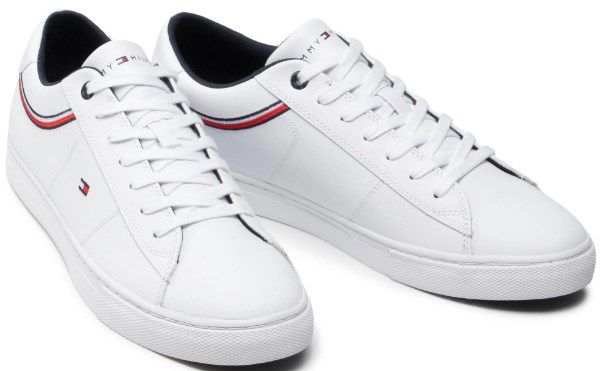 Tommy Hilfiger Essential Detail Leder Sneaker in Weiß & Schwarz für 67,92€ (statt 109€)