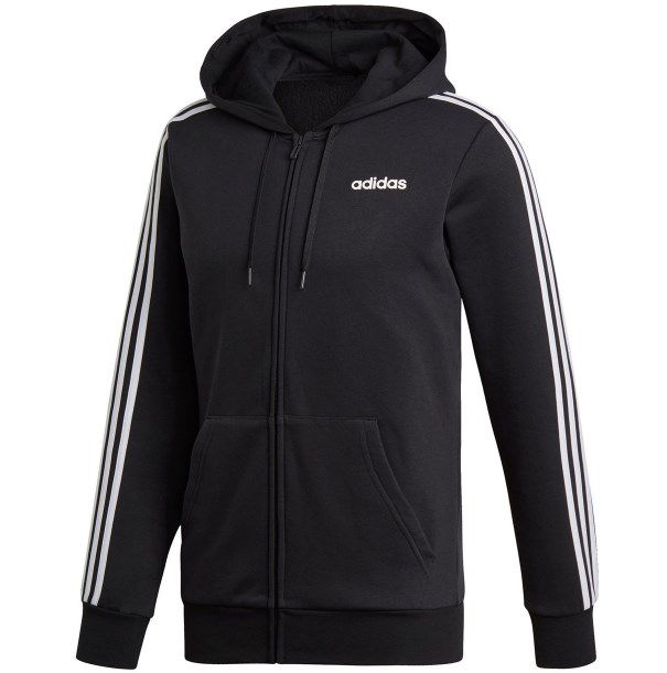 Adidas Essentials 3 Stripes Zipper Hoodie in Schwarz ab 30€ (statt 44€) XS bis M