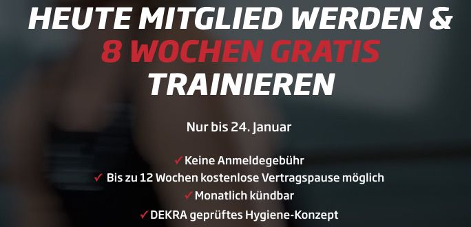 Fitness First: 8 Wochen Gratis bei 24 Monaten Laufzeit + keine Anmeldegebühr