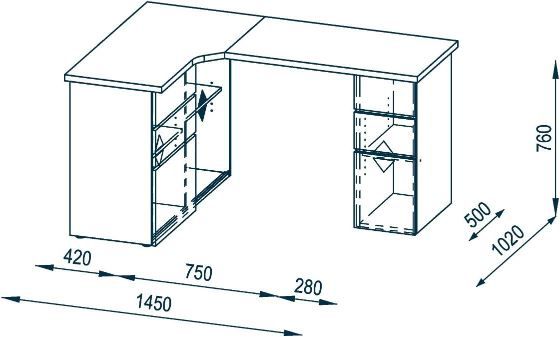 Maja Möbel Office Eck Schreibtisch in Weiß, 145 x 77 x 102cm für 149€ (statt 189€)