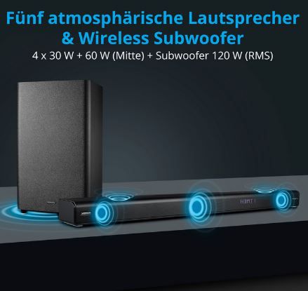 Medion LIFE 3.1.2 Dolby Atmos Soundbar + Subwoofer für 143€ (statt 189€)