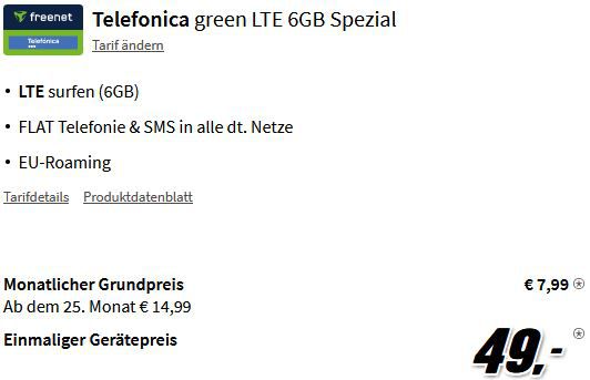 Honor X7 mit 128GB für 49€ + o2 Allnet Flat mit 6GB LTE für 7,99€ mtl.