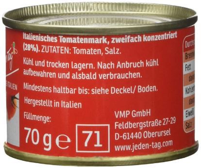 Jeden Tag 2 fach konzentriertes Tomatenmark, 70g für 0,29€   Prime