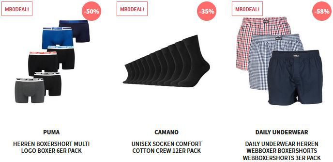 MyBodyWear: 30% Extra Rabatt auf Sale   z.B. 20er Pack Black+Decker Socken für 25€ (statt 50€)