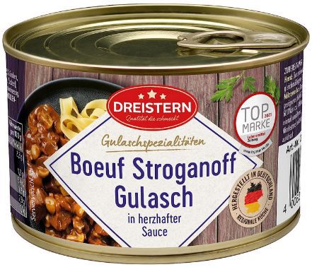 Dreistern Boeuf Stroganoff, 400 g ab 3,22€ (statt 4€)   Prime Sparabo