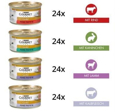 96er Pack Gourmet Gold Katzenfutter in versch. Sorten, 85g für je 29,92€ (statt 42€)