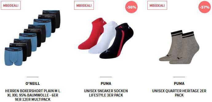 MyBodyWear: 30% Extra Rabatt auf Sale   z.B. 20er Pack Black+Decker Socken für 25€ (statt 50€)