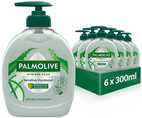 6er Pack Palmolive Sensitive Flüssigseife mit Aloe Vera, 300ml ab 5,64€ (statt 8€)