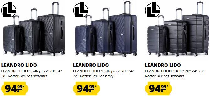 SportSpar: Leandro Lido Koffer Sale ab 29,99€   z.B. Collepino 3er Koffer Set ab 89,99€