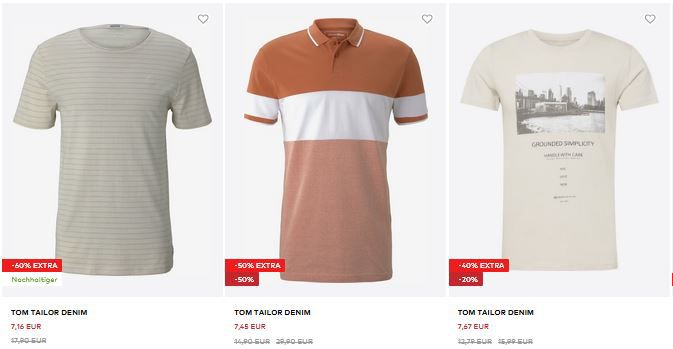 Tom Tailor T Shirts ab 4€   z.B. Tom Tailor Denim Shirt für 6,99€ (statt 13€)