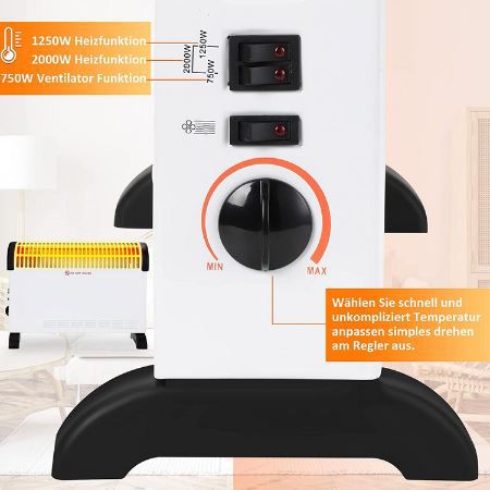 Ikodm Konvektor Heizung mit Thermostat, 2.000W für 27,23€ (statt 45€)