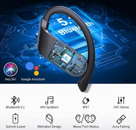 Boytond Bluetooth 5.1 Sport Kopfhörer mit Noise Cancellation für 14,99€ (statt 37€)