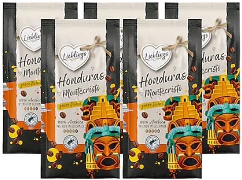 5 x 500g Lieblings Kaffee Honduras Montecristo Bohnenkaffee für 21,79€ (statt 30€)