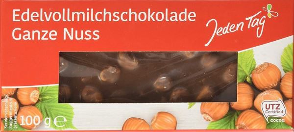 Jeden Tag Vollmilchschokolade, Ganze Nuss, 100g ab 0,71€   Prime Sparabo