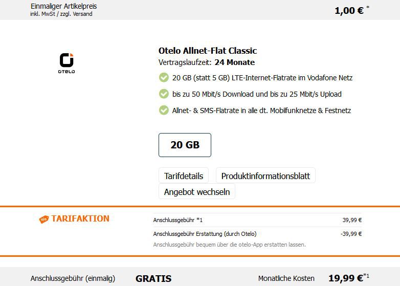 Nintendo Switch OLED für 1€ + Vodafone Allnet Flat mit 20GB LTE für 19,99€ mtl.