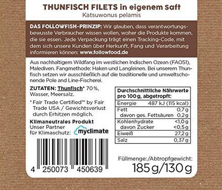 followfish MSC Thunfisch Filets im eigenen Saft, 185g ab 2,50€   Prime Sparabo