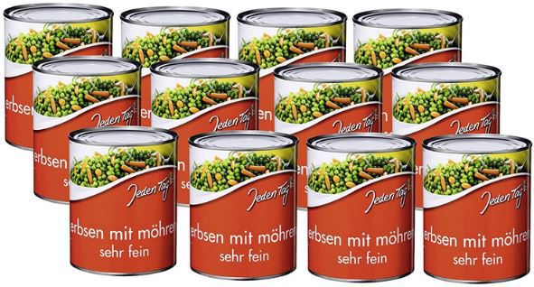 12x Jeden Tag Erbsen sehr fein mit Möhren, á 425ml ab 9,61€ (statt 12€)