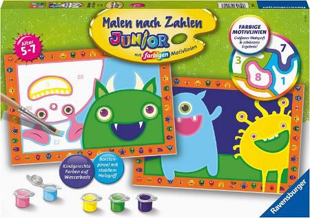 Ravensburger Malen nach Zahlen Junior   Lustige Monster für 7€ (statt 13€)   Prime