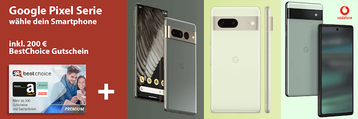 Google Pixel 7 (Pro) inkl. Vodafone Gigamobil Tarif + bis 200€ Startguthaben + 200€ Gutschein Prämie