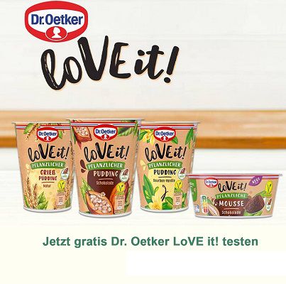 Dr. Oetker LoVE it! veganer Pudding/Mousse gratis ausprobieren