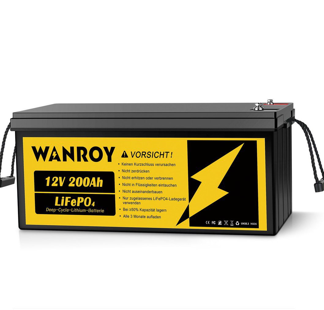 WANROY LiFePO4 12V Akku mit 200Ah für 599,99€ (statt 700€)