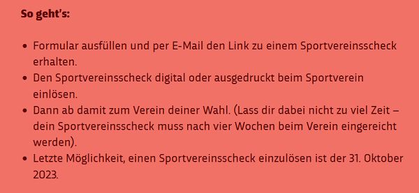 Sportvereinsscheck im Wert von 40€ sichern