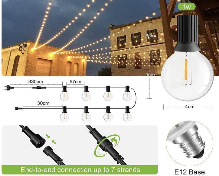 45,7m LED G40 Lichterkette für Außen mit 75 Glühlampen für 55,89€ (statt 86€)
