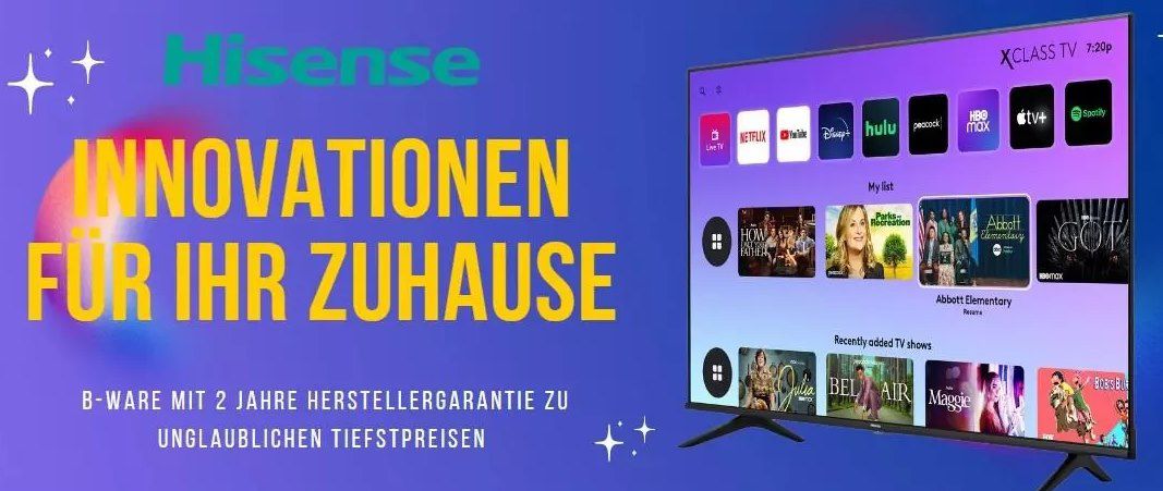 Hisense TVs als B Ware z.B. Hisense 65U87HQ (120 Hz, HDMI 2.1) für 1.003,89€ (statt 1.530€)