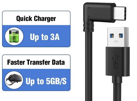 USB C zu USB 3m Ladekabel (rechtwinklig) für 4,99€   Prime