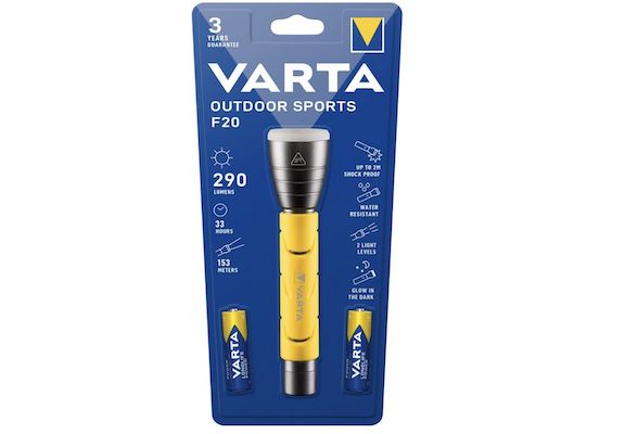 VARTA Taschenlampe LED inkl. 2x AA Batterien für 14,99€ (statt 18€)   Prime