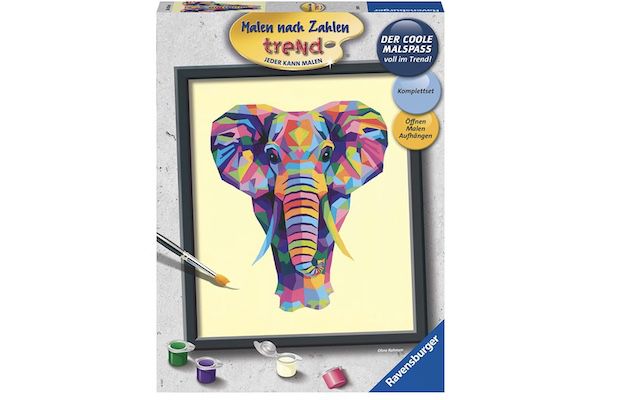 Ravensburger 28987 Malen nach Zahlen – Bunter Elefant für 14€ (statt 22€)   Prime