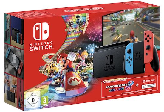 Nintendo Switch V.2 + Mario Kart 8 Deluxe + 2 Lenkräder für 299€ (statt 344€)