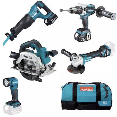 Makita Set mit Bohrschrauber, Winkelschleifer, Kreissäge, Akkus uvm. für 779€ (statt 849€)