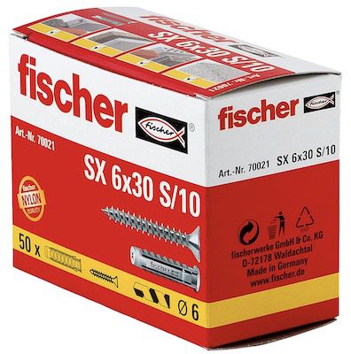 50er Pack fischer Spreizdübel SX 6 x 30 S inkl. Schrauben für 7,69€ (statt 12€)