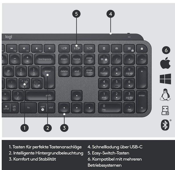 LOGITECH MX Keys Advanced Tastatur für 69,99€ (statt 116€)