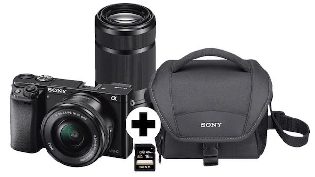 Sony Alpha 6000 Systemkamera mit Objektive + Speicherkarte + Tasche für 719€ (statt 818€)