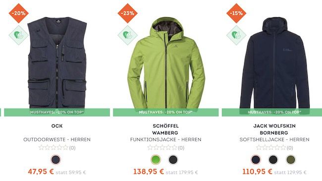 20% auf Outdoor Klamotten bei SportScheck   z.B. The North Face Regenjacke 75€ (statt 85€)