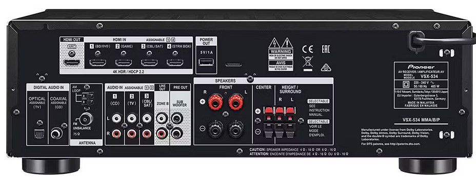 Pioneer VSX 534D AV Receiver 5.1 Dolby Atmos für 337,95€ (statt 380€)