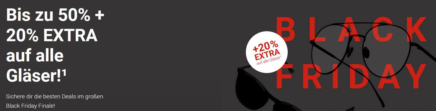 Mister Spex Black Friday Finale: Bis zu 50% auf Sale + 20% Extra auf alle Gläser