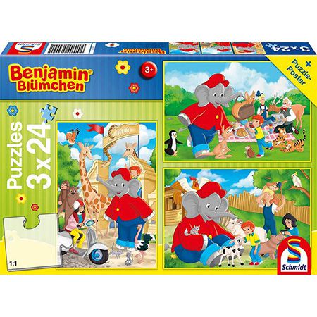 🧩 Benjamin Blümchen Im Zoo 3×24 Teile Puzzle für 5€ (statt 12€)